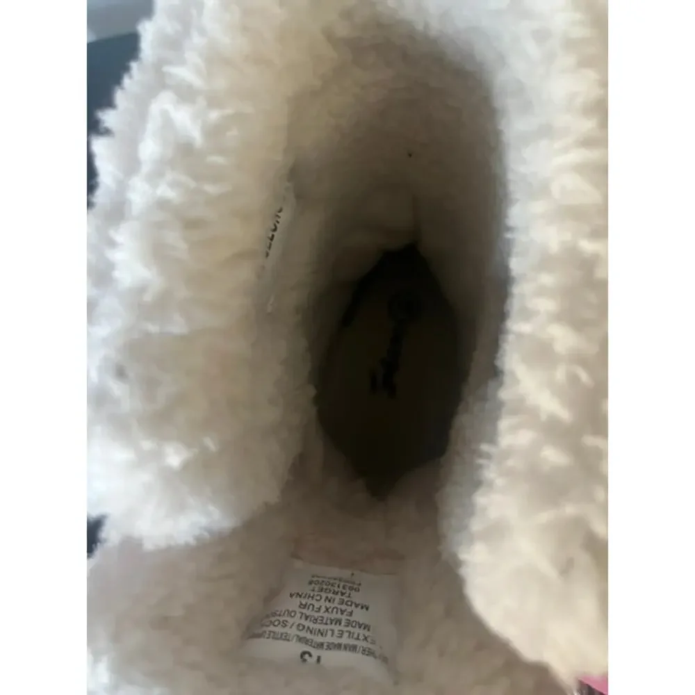 Cat & Jack Girls Winter Snow Boots Pink Fleece Lined Size 13 Waterproof Style